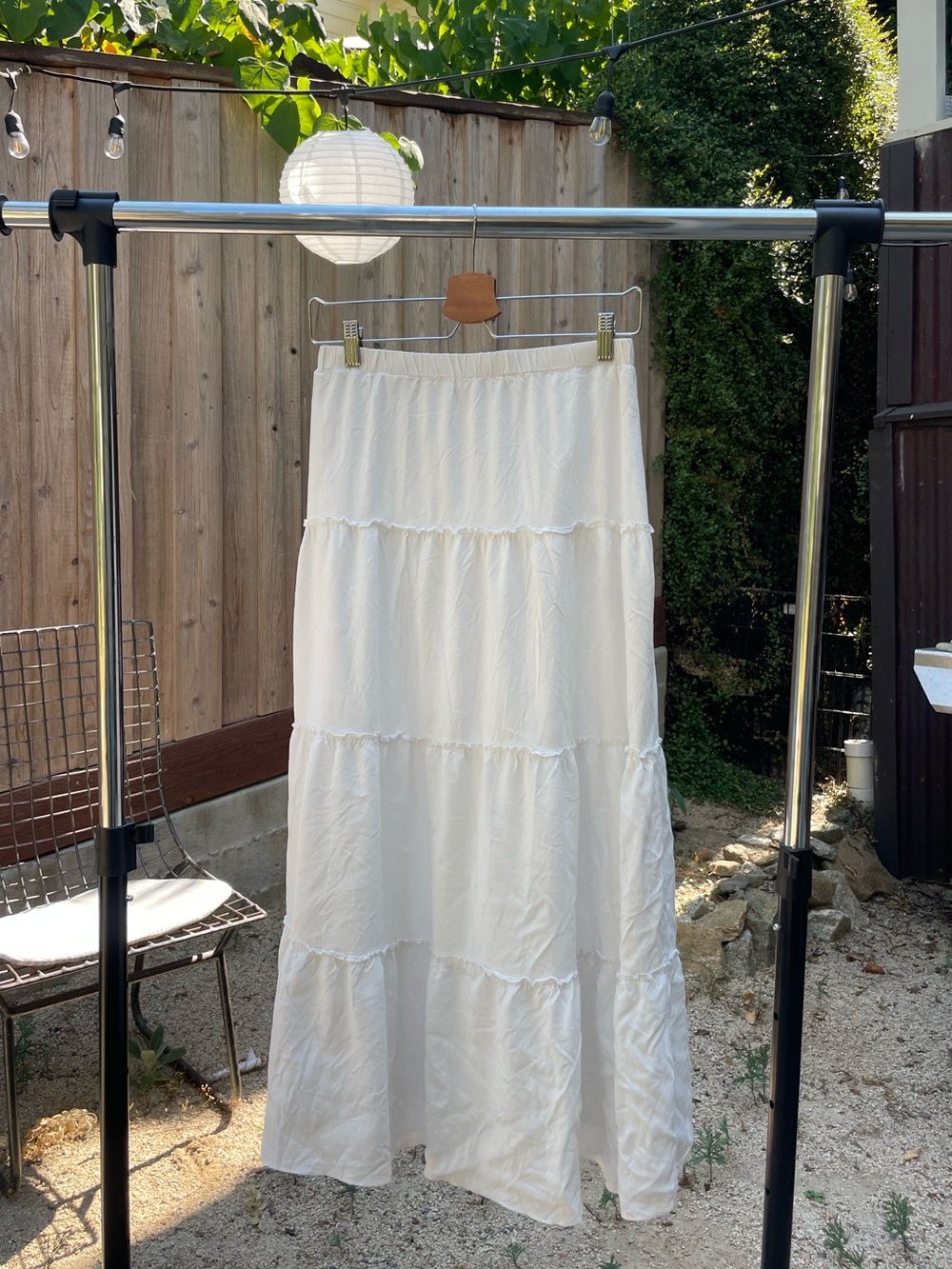 Brandy Melville White Tiered Maxi Skirt